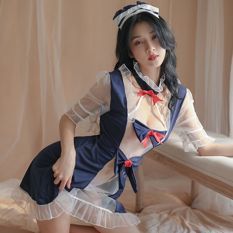 3 Piece Bow Style Elegant Net Nighty