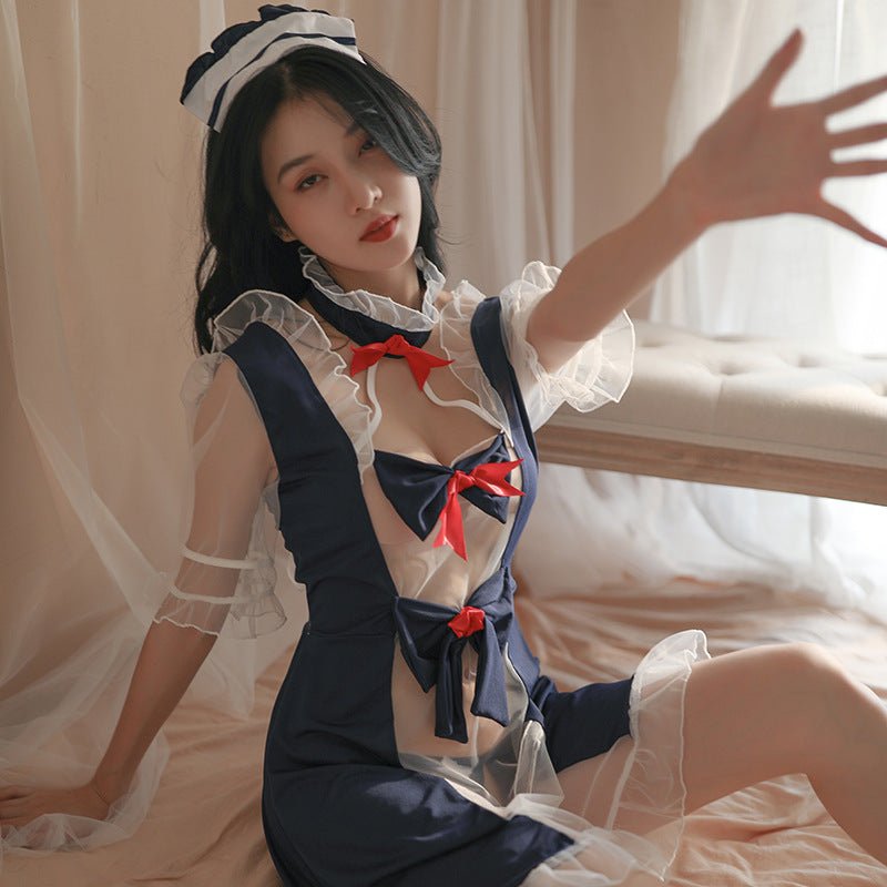 3 Piece Bow Style Elegant Net Nighty — view 3