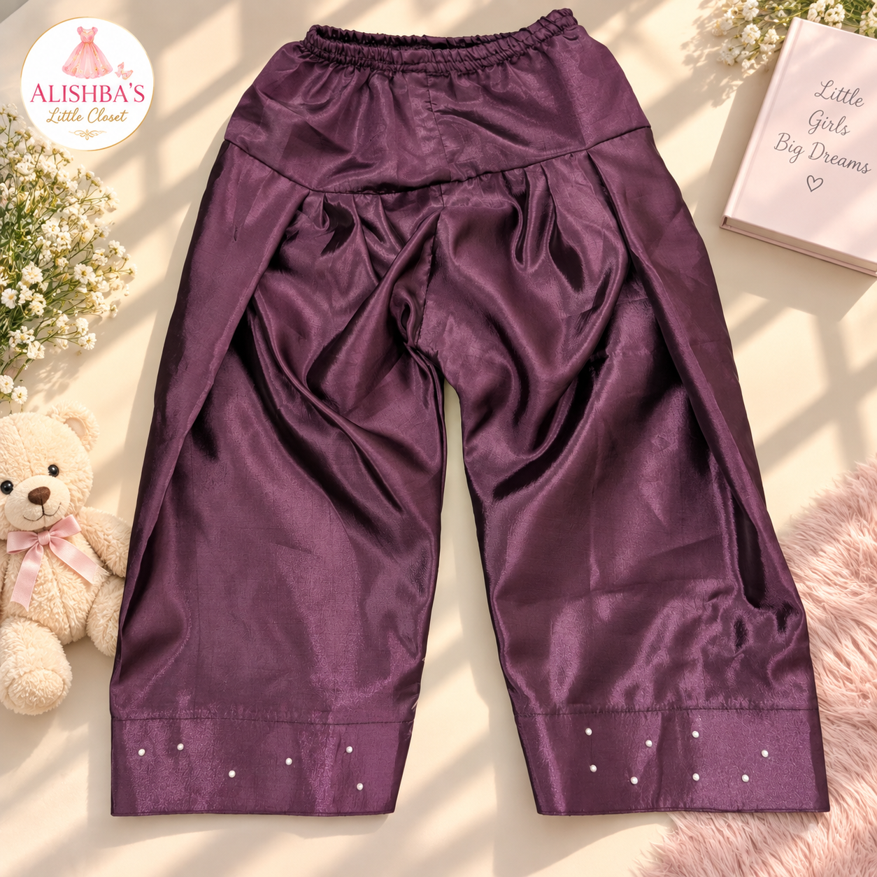 Alishba’s Little Closet – Elegant Plum 4-Piece Party Dress Set — view 3