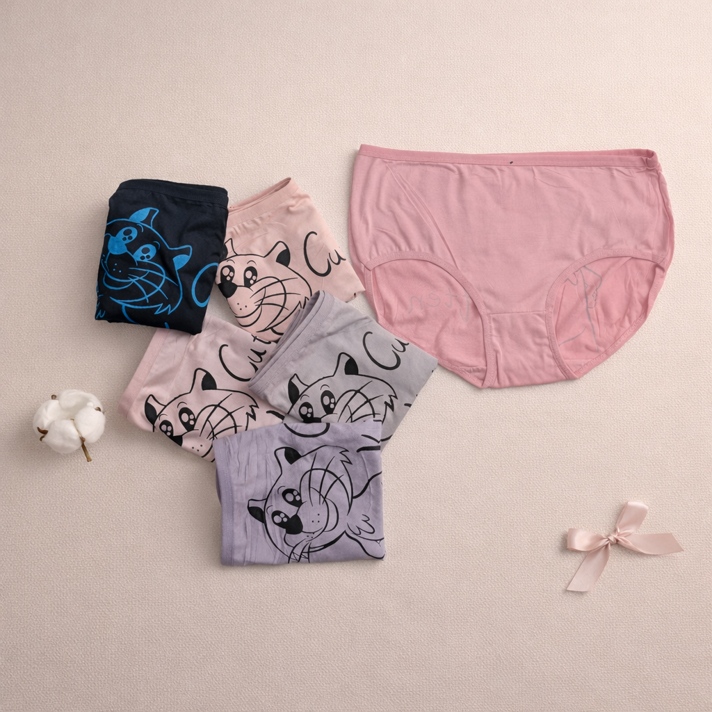 Back Side Cute Kitten Written Soft Underwear — view 2