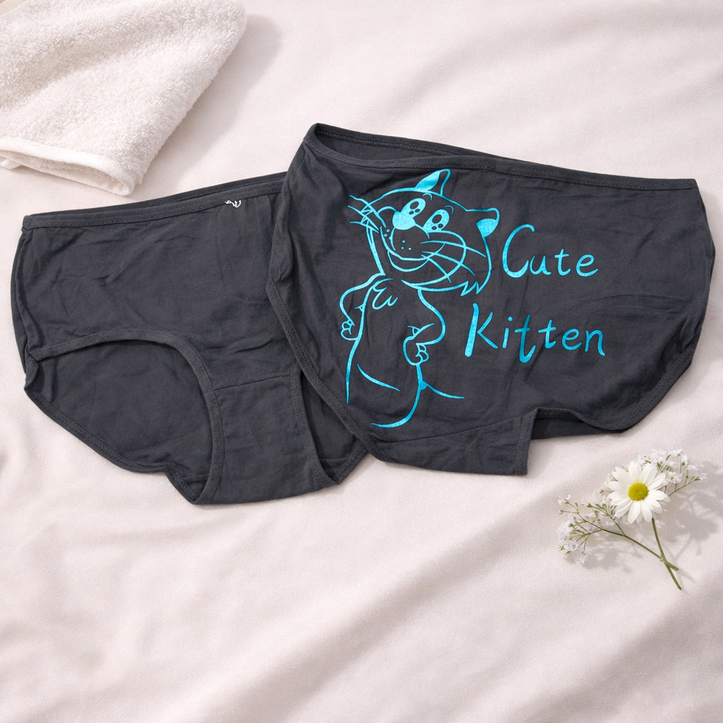 Back Side Cute Kitten Written Soft Underwear — view 3