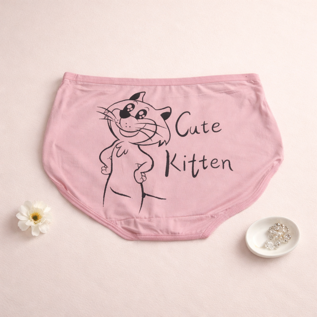 Back Side Cute Kitten Written Soft Underwear — view 8
