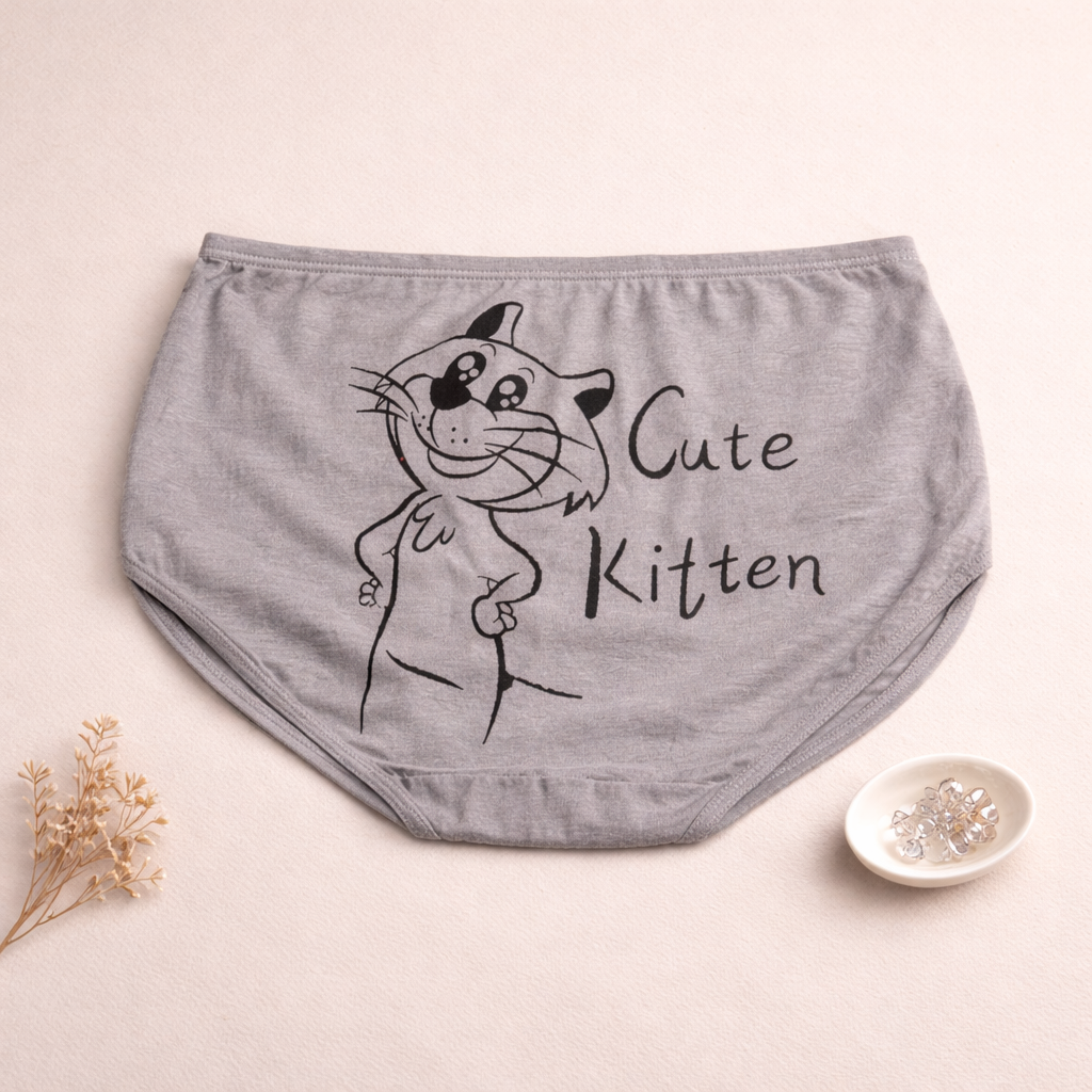 Back Side Cute Kitten Written Soft Underwear — view 9