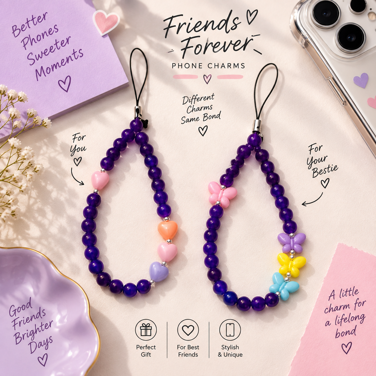 Best Friends Beaded Phone Charms – Pack  of 2 — view 2