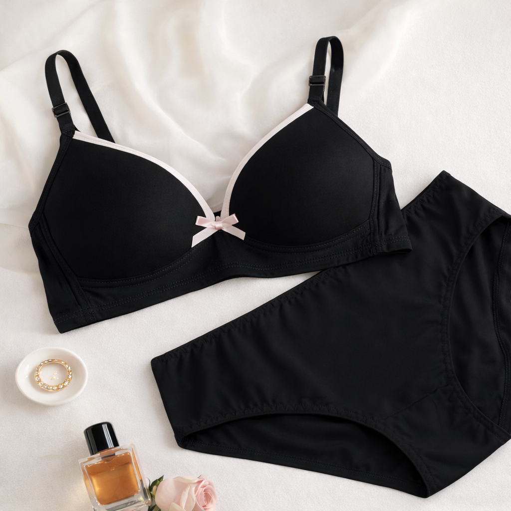 Bow Design Soft & Smooth Padded Bra & Panty Set — view 2
