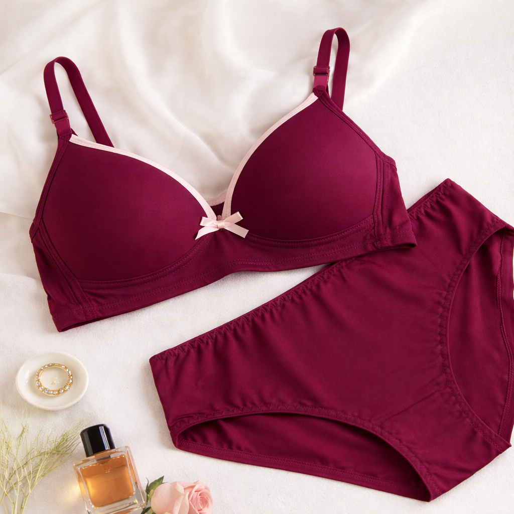 Bow Design Soft & Smooth Padded Bra & Panty Set — view 4