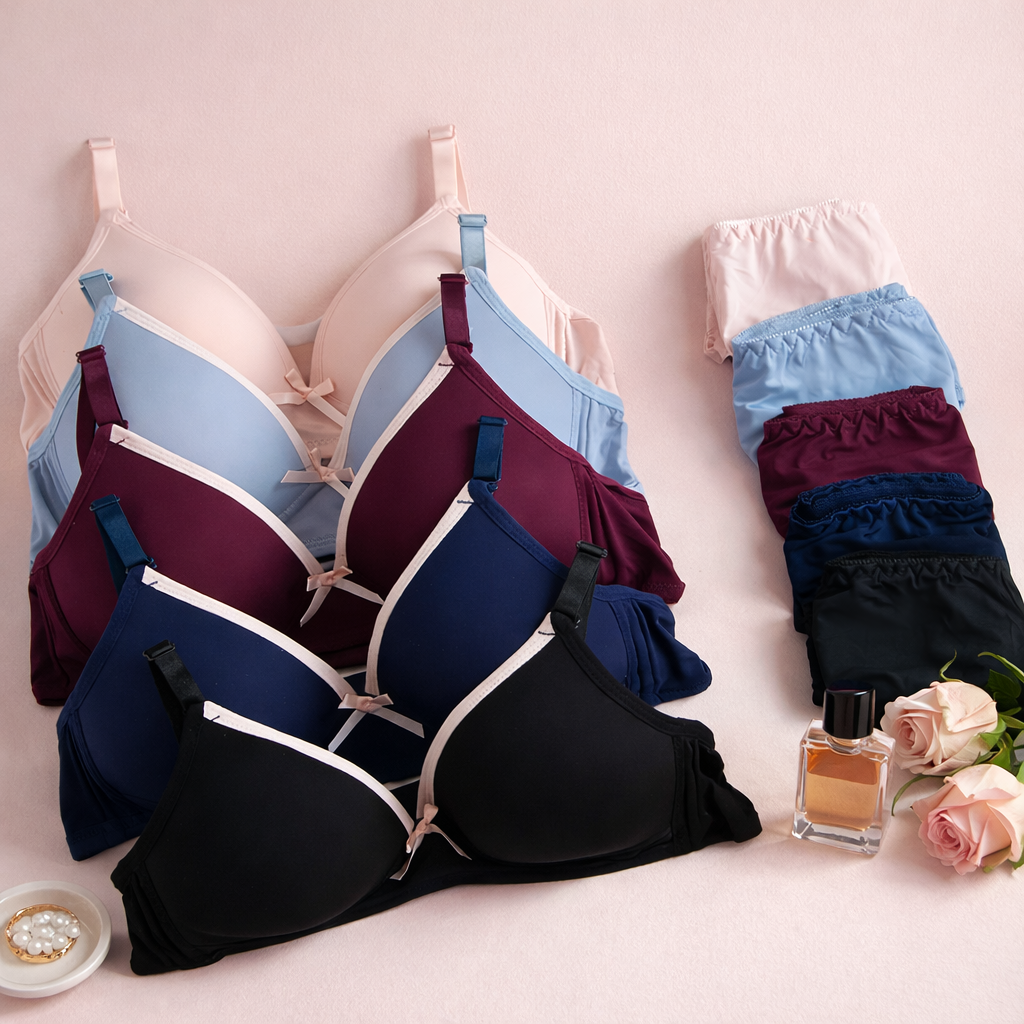 Bow Design Soft & Smooth Padded Bra & Panty Set — view 7