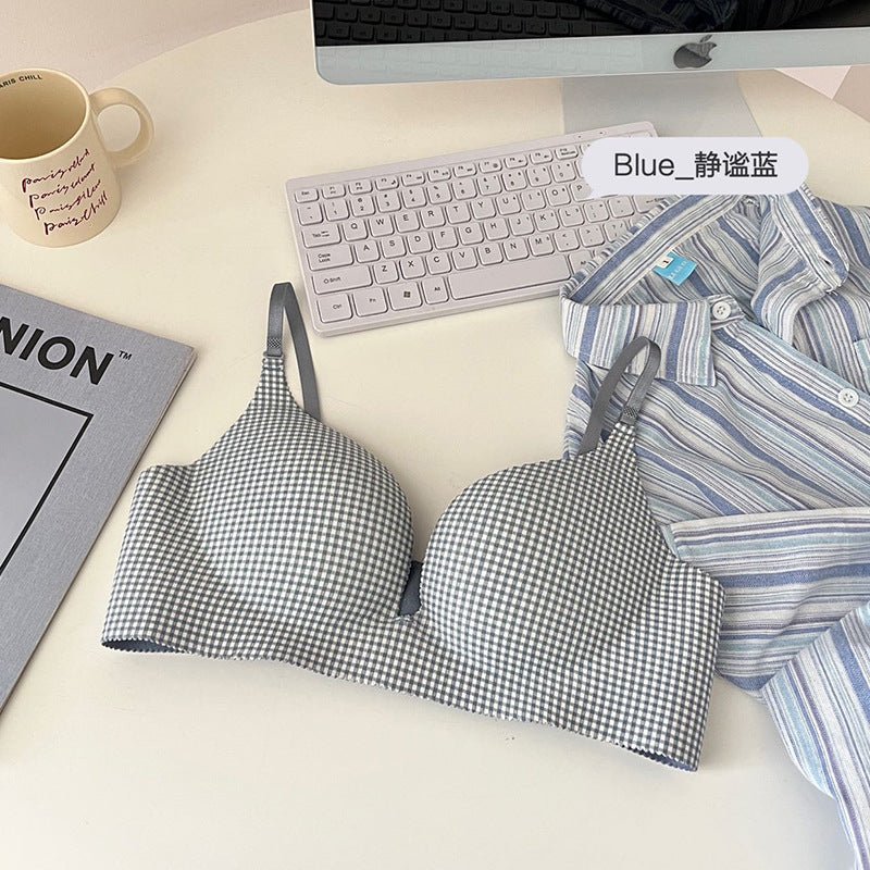 Check Design Hand Shape Medium Padded Deep Cleavage Bra — view 9