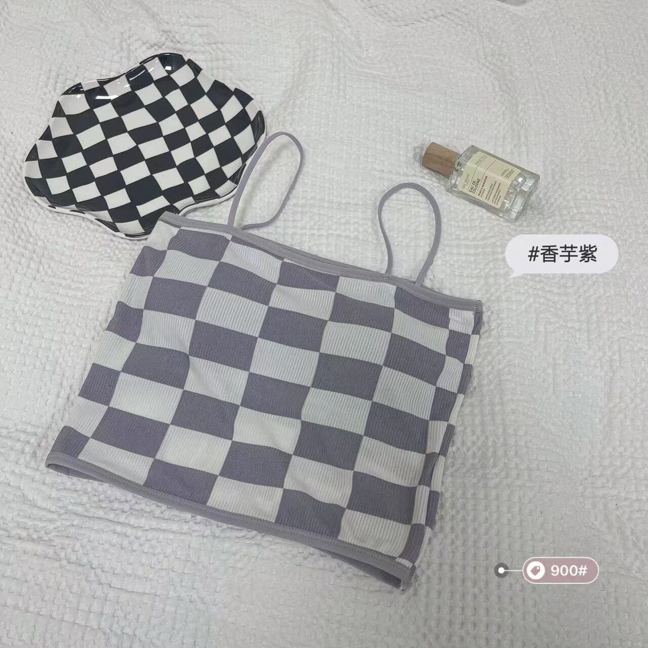 Chess Design Light Padded Camisole/Long Bra — view 4
