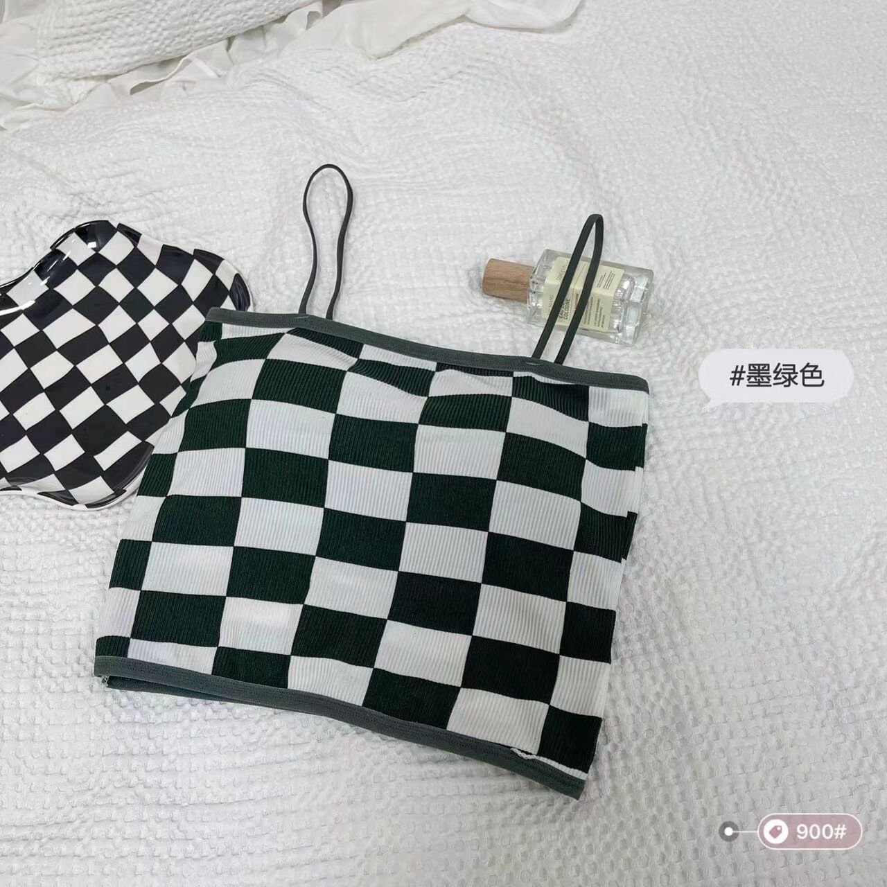 Chess Design Light Padded Camisole/Long Bra — view 6