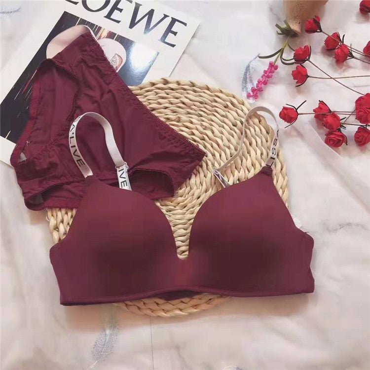 Deep Cleavage Different Strips Smooth Single Padded Bra & Underwear Set — view 3