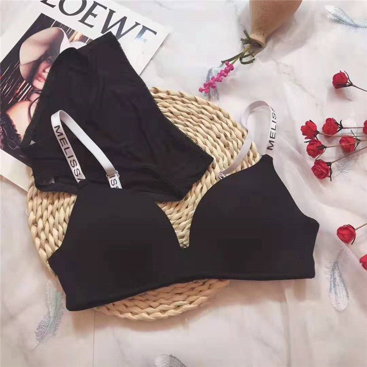 Deep Cleavage Different Strips Smooth Single Padded Bra & Underwear Set — view 4