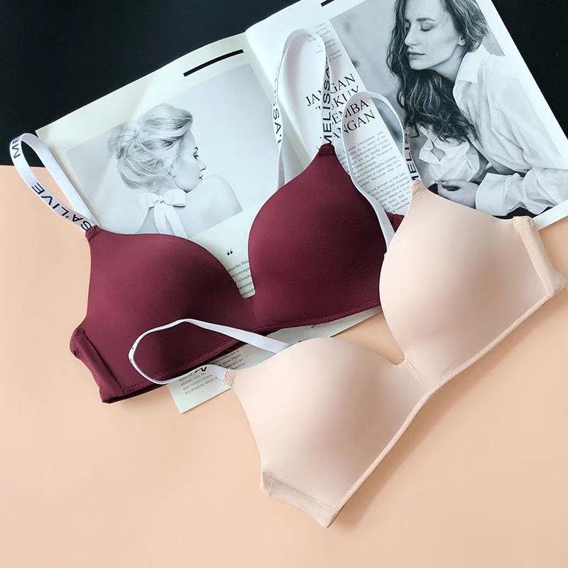 Deep Cleavage Different Strips Smooth Single Padded Bra & Underwear Set — view 6