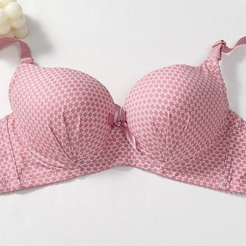 Dotted Cotton Medium Padded Laced Wired Pushup Bra — view 8