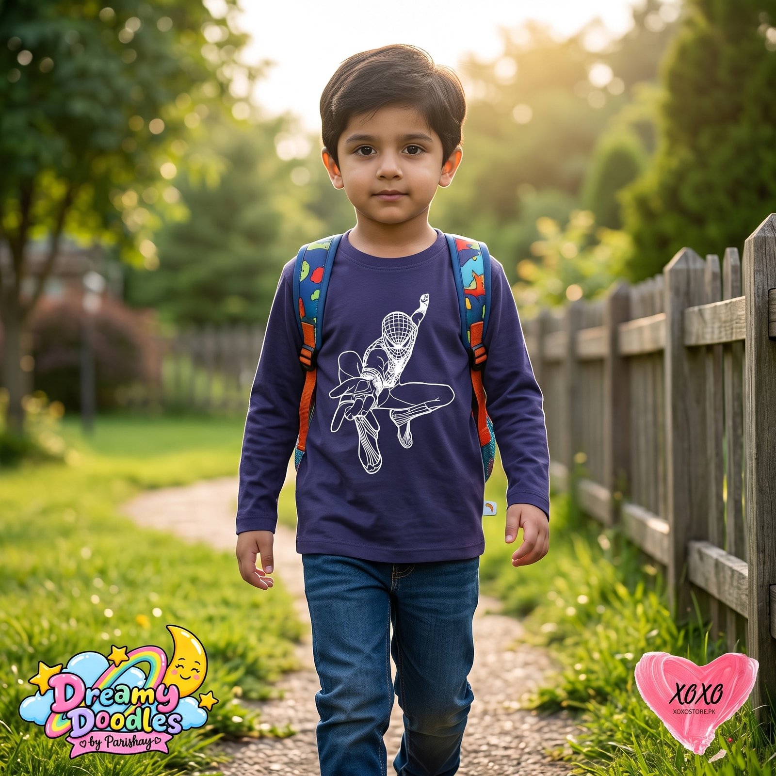 Dreamy Doodles Skater Boy Full-Sleeve Cotton Top — view 3