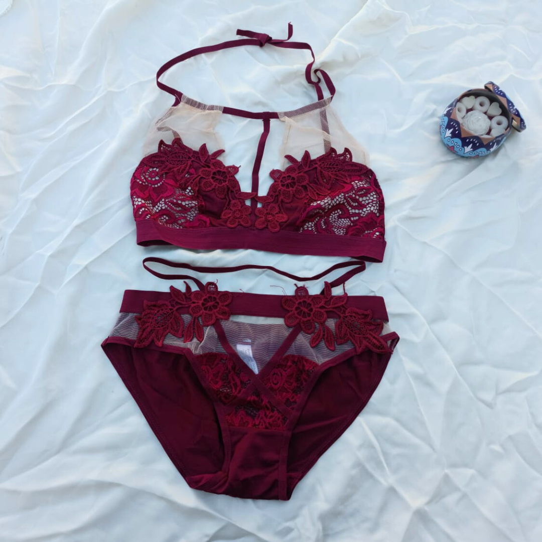 Flower Design Very Elegant  Soft Bra & Underwear Set — view 5