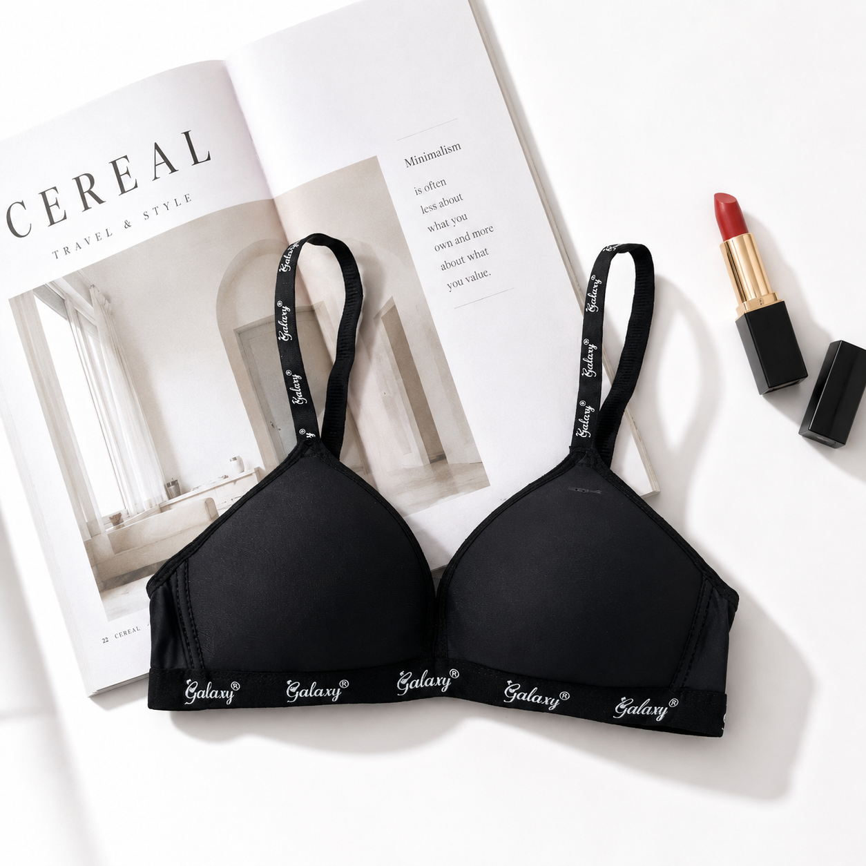 Galaxy Written Very Soft Daily Wear T-Shirt Bra — view 3