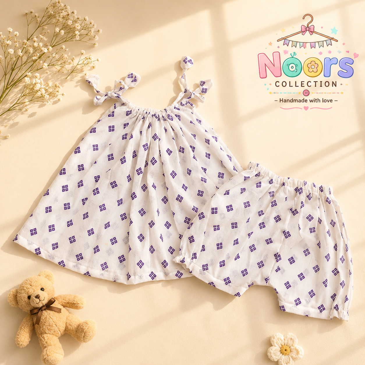 Girls Cotton Dress &amp; Shorts Set – Noor's Collection