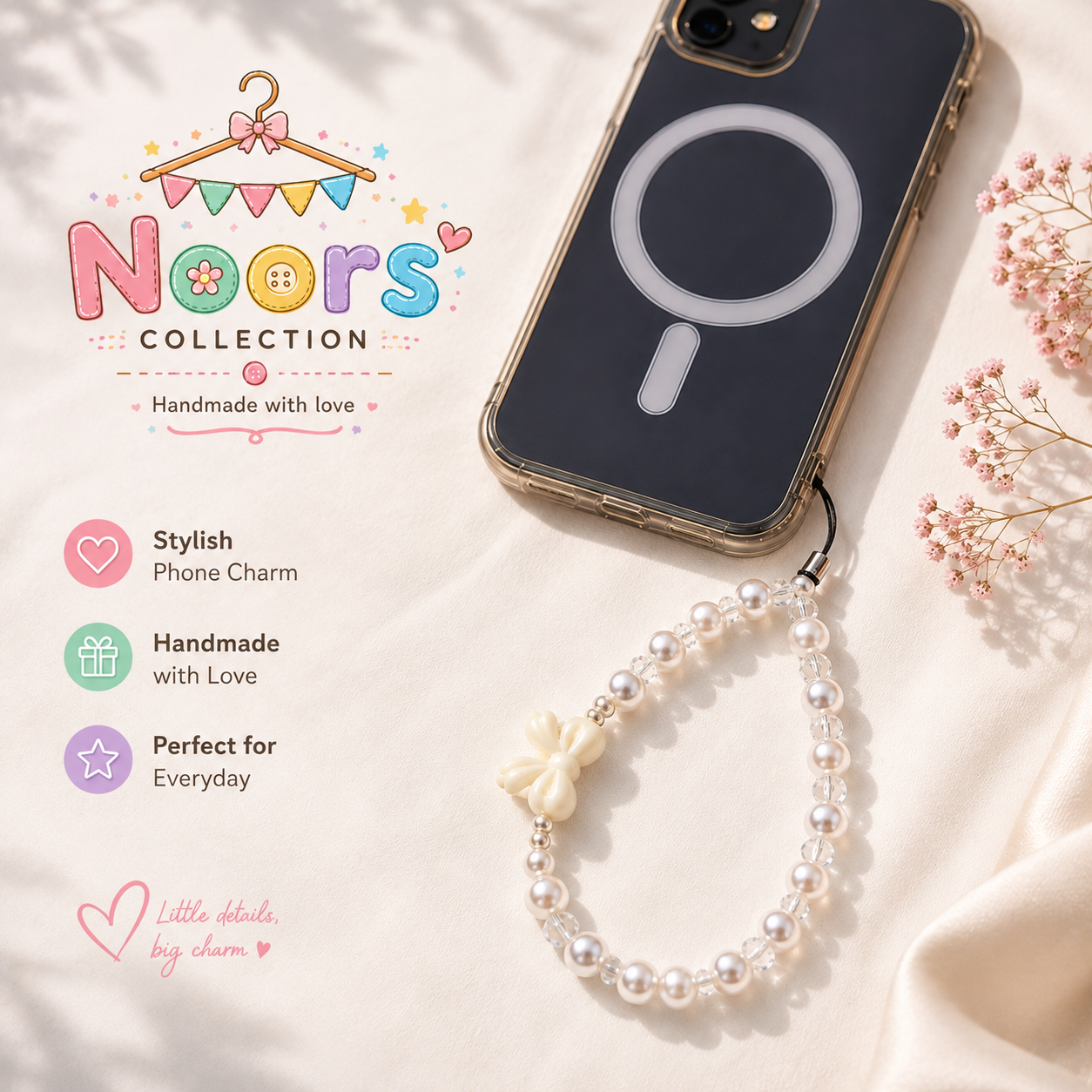 Handmade Beaded Phone Charms By Noor's Collection — view 2