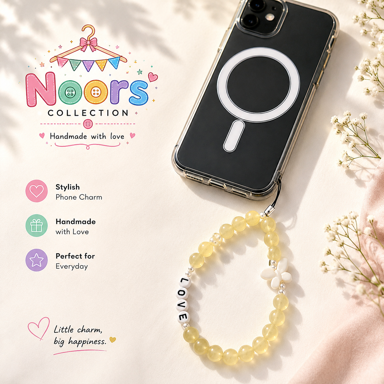Handmade Beaded Phone Charms By Noor's Collection — view 4