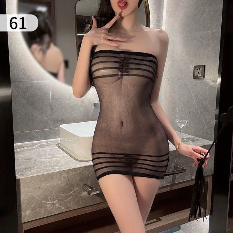 Off Shoulder Strips Design Stockings (8128) — view 3