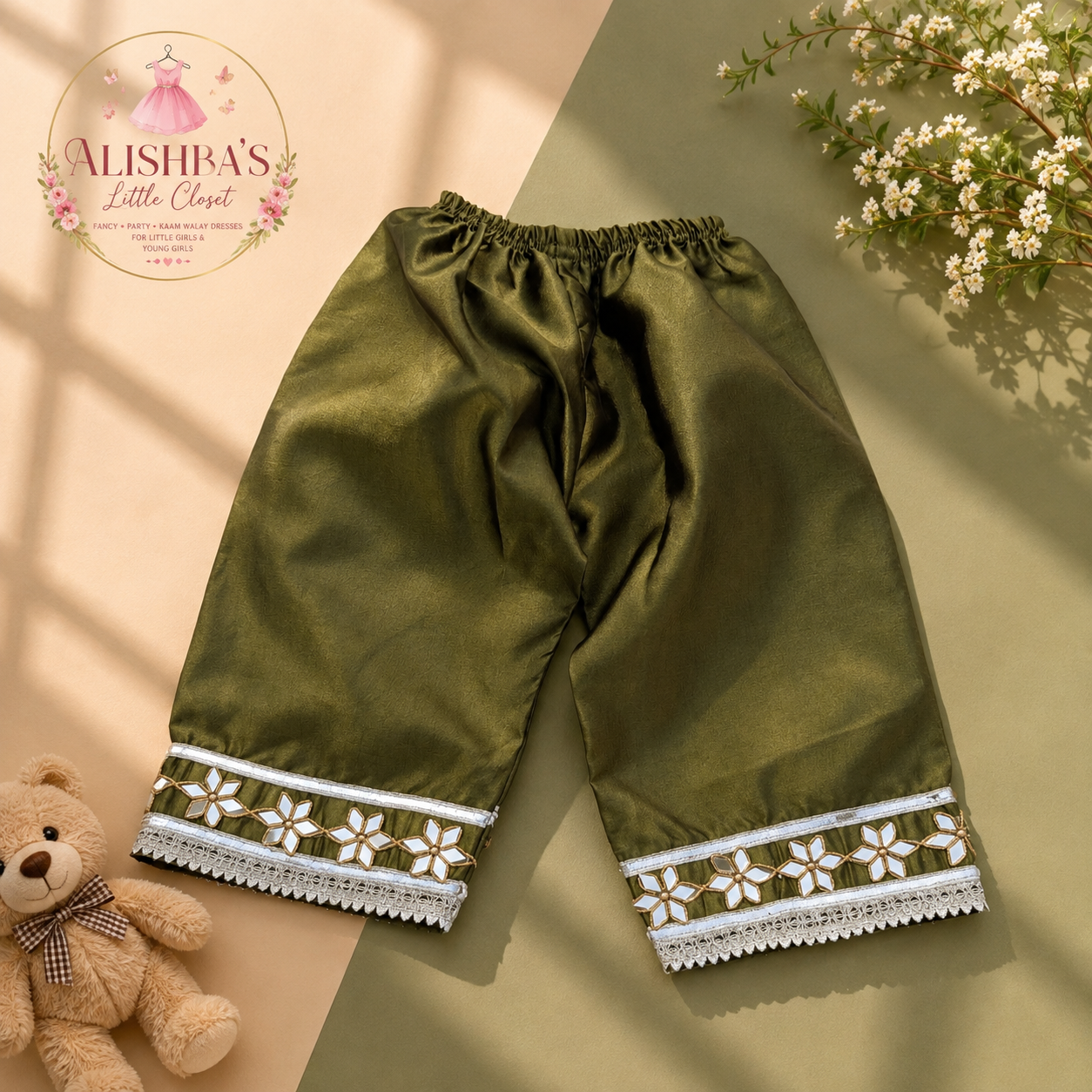 ✨ Olive Green Kattan Silk 2-Piece Suit — view 3