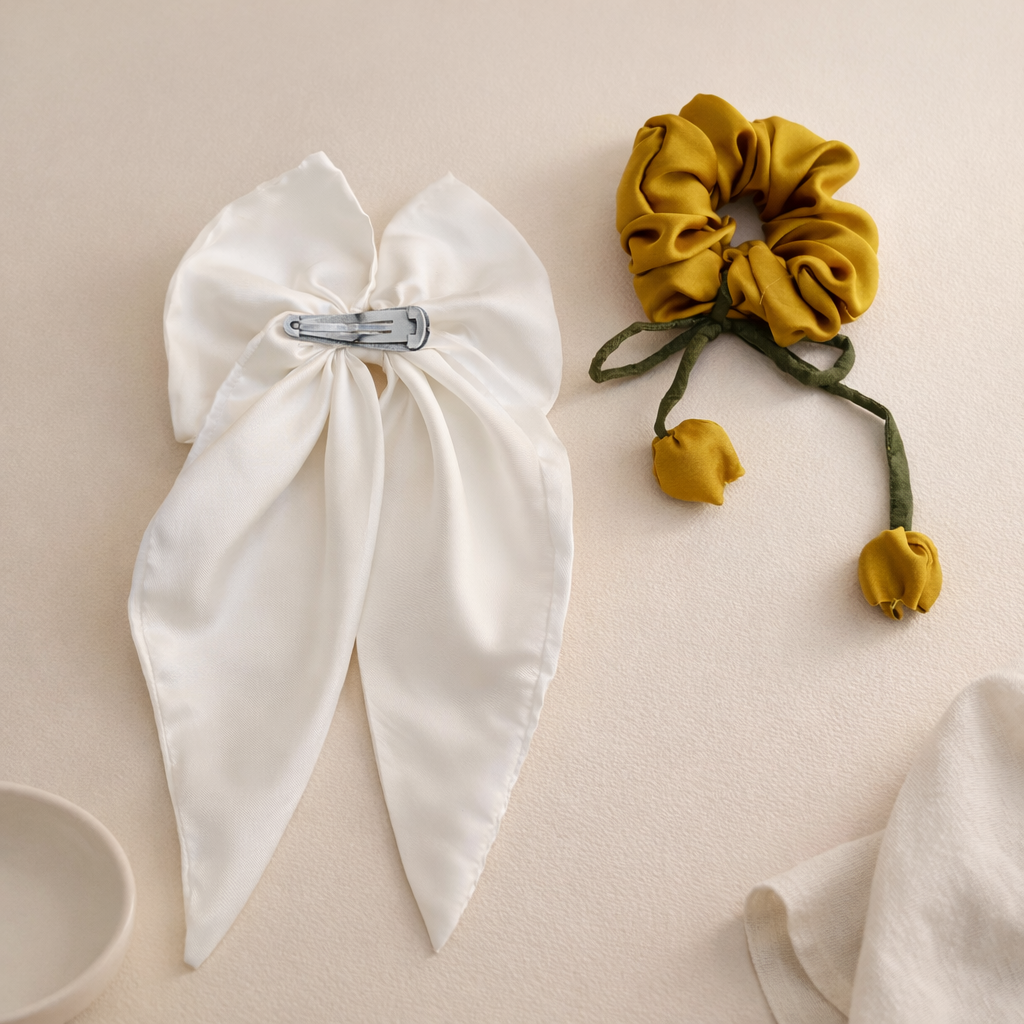Pack of 1 Round Scrunchie+ 1 Bow Pin — view 2