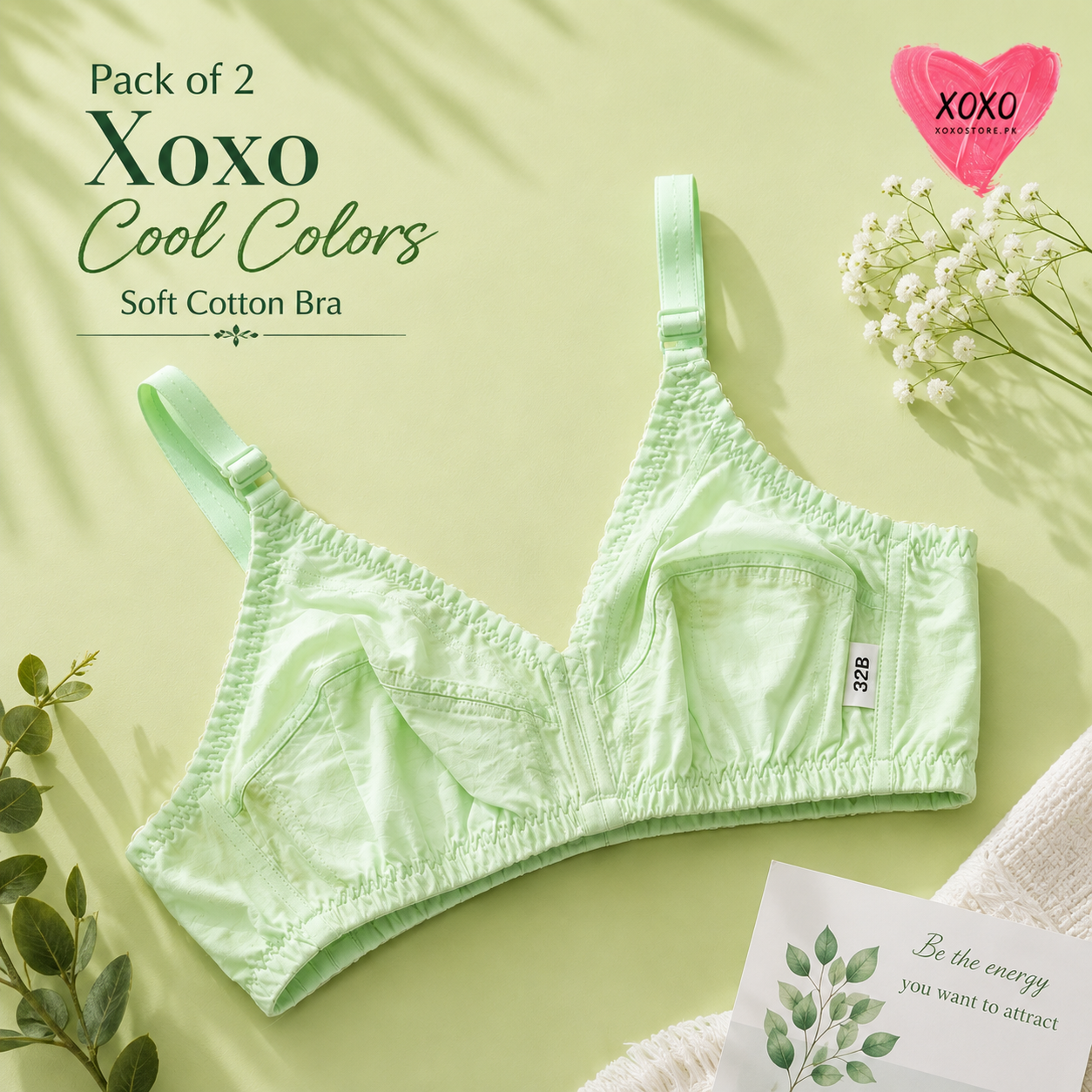 Pack of 2 Xoxo Cool Colors  Soft Cotton Bra's — view 2