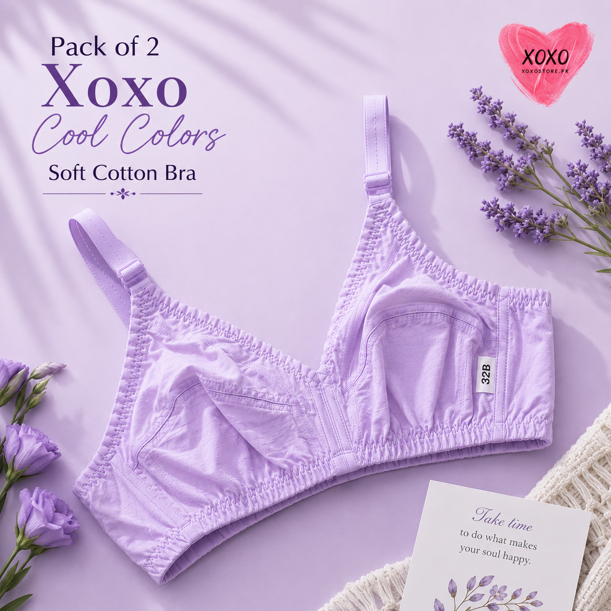 Pack of 2 Xoxo Cool Colors  Soft Cotton Bra's — view 3