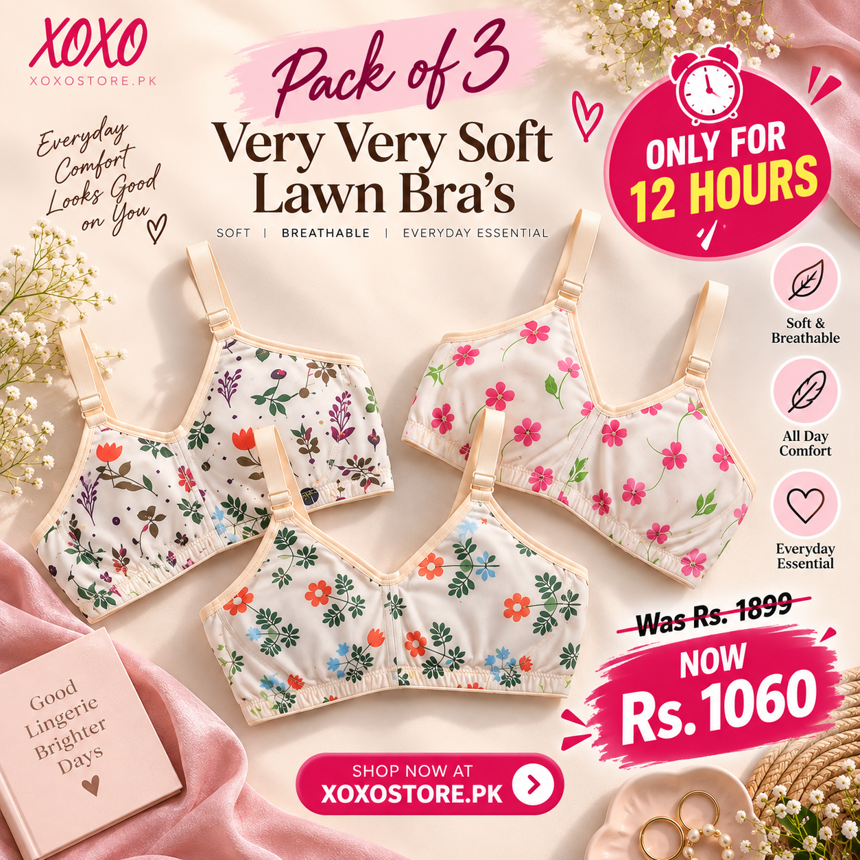 Pack of 3 Very Fine Quailty Lawn Bra's