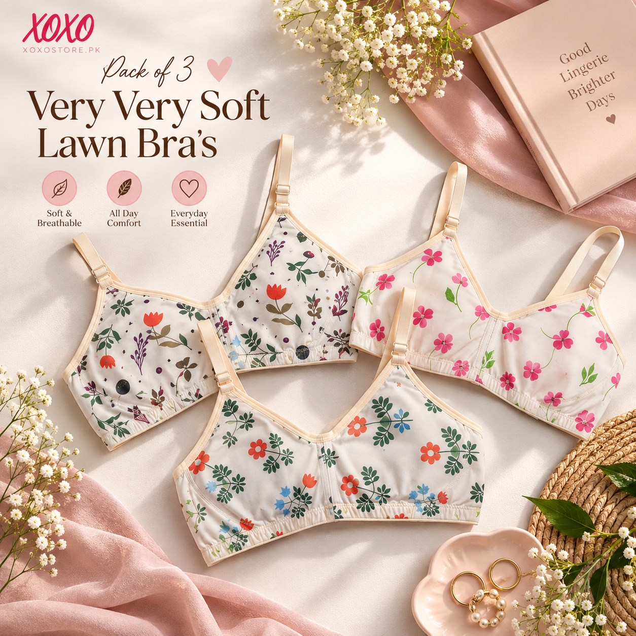 Pack of 3 Very Fine Quailty Lawn Bra's — view 2