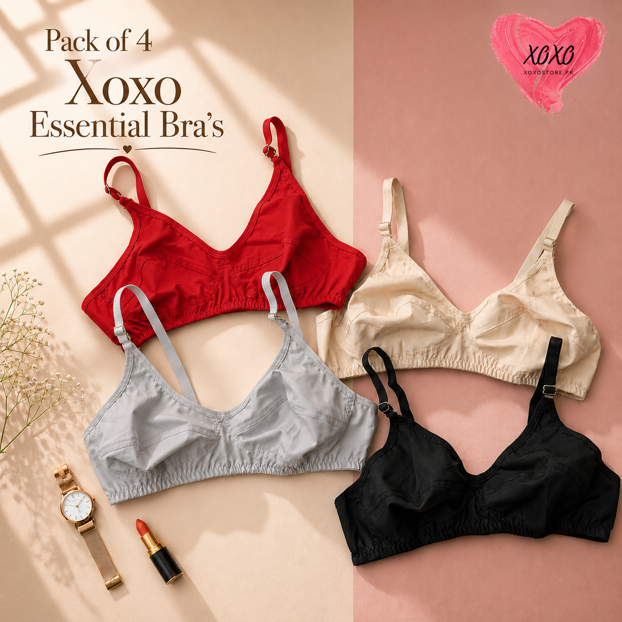 Pack of 4 Essential Xoxo Cotton Bras — view 2