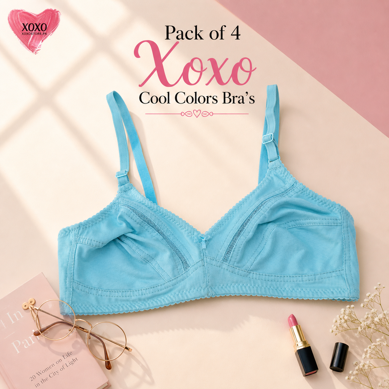 Pack of 4 Fine Quailty Cool Colors Breathable Bra — view 2