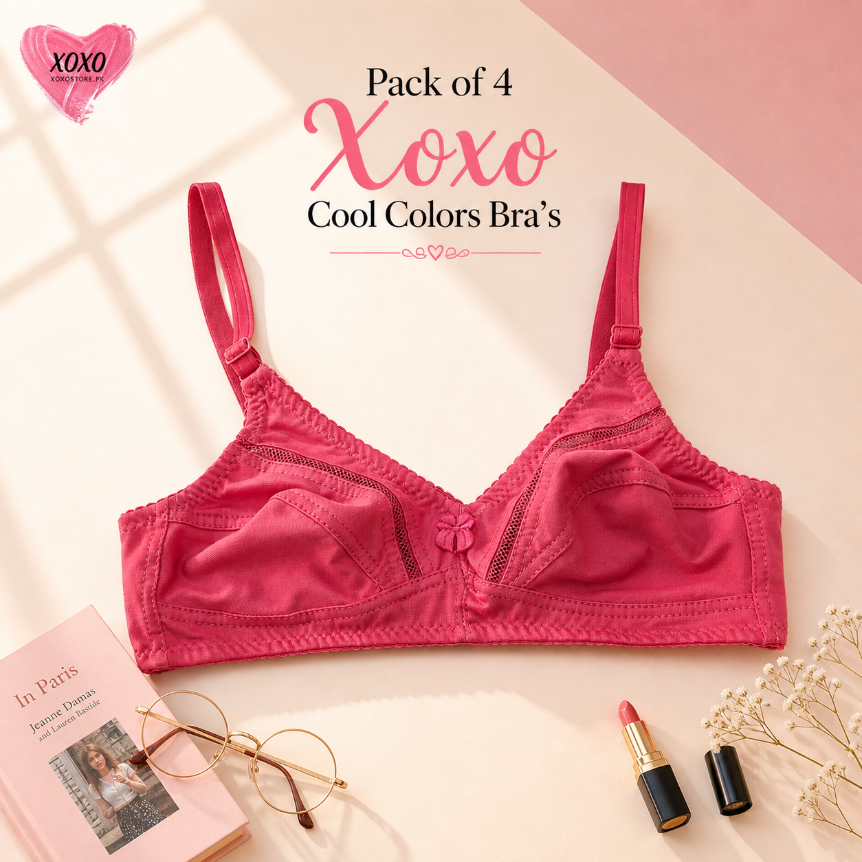 Pack of 4 Fine Quailty Cool Colors Breathable Bra — view 5