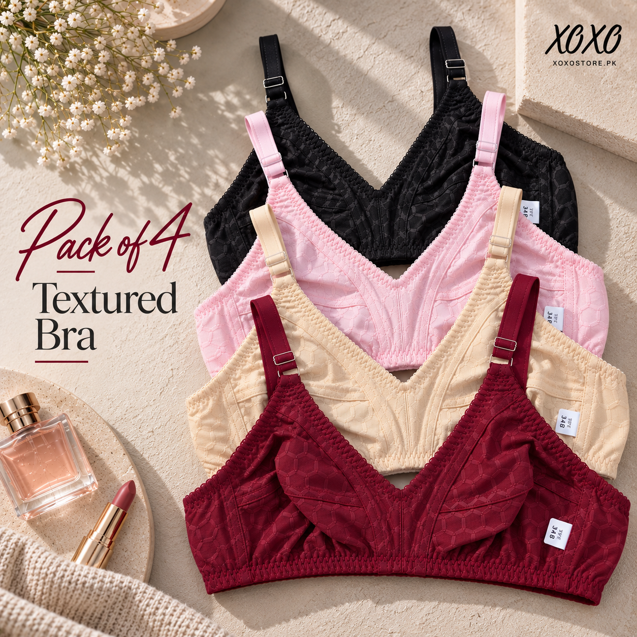 Pack of 4 Textured Daily Wear Bra — view 2