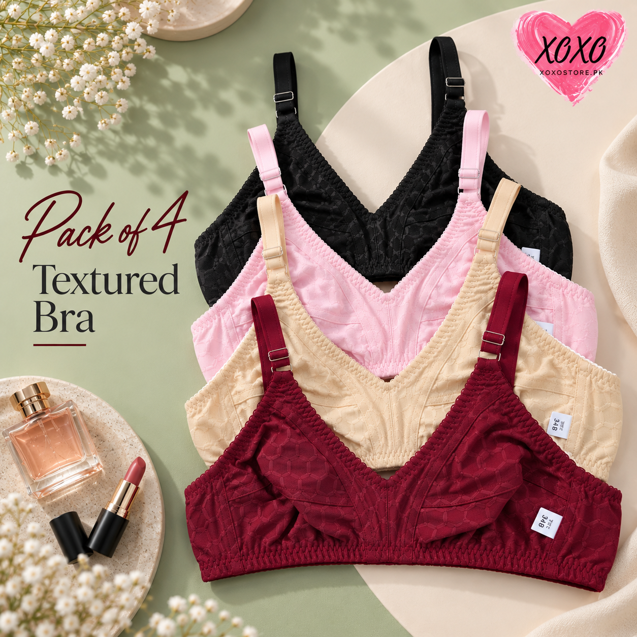 Pack of 4 Textured Daily Wear Bra — view 3