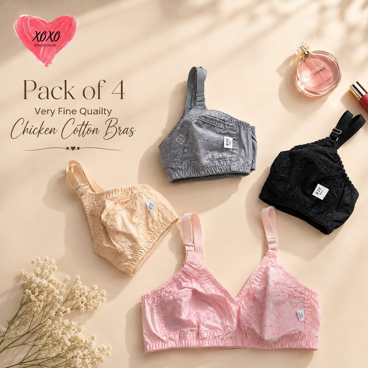 Pack of 4 Very Fine Quailty Chicken Cotton Bras — view 3