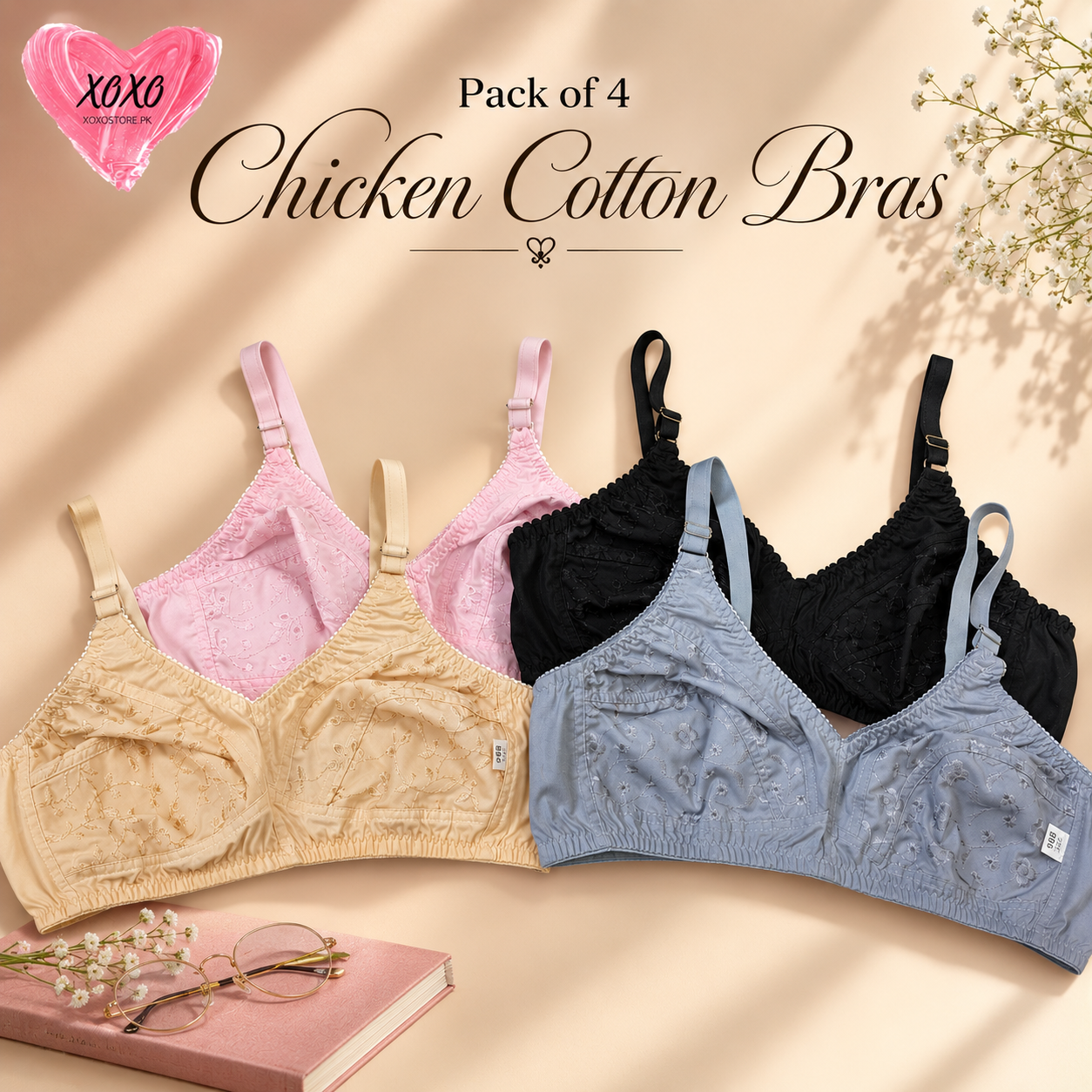 Pack of 4 Very Fine Quailty Chicken Cotton Bras — view 10