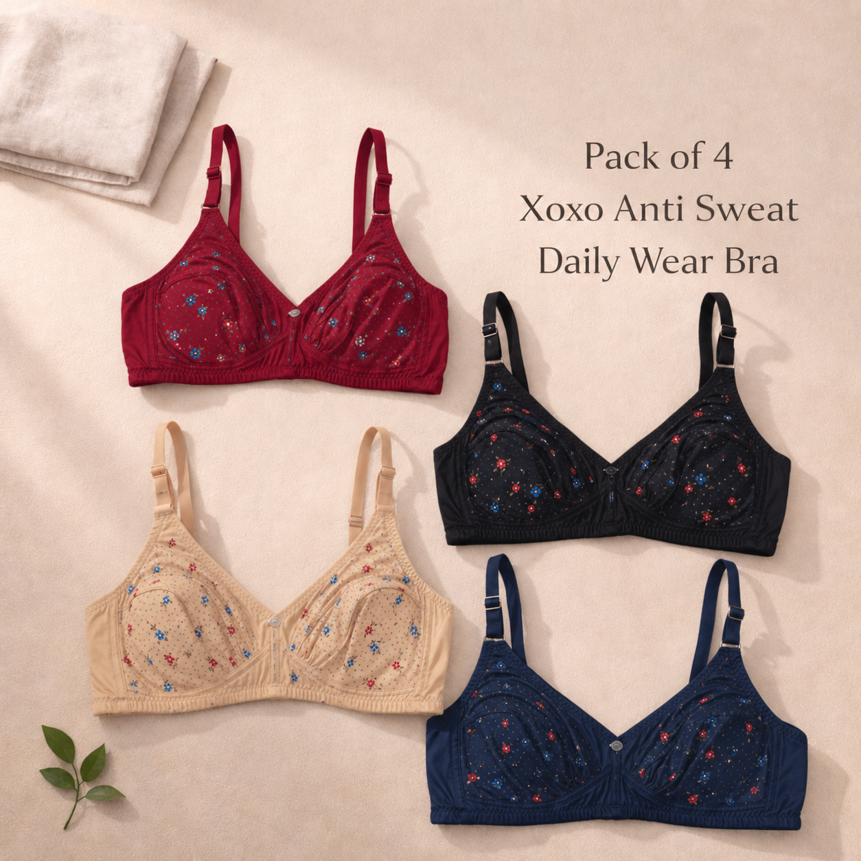 Pack of 4 Xoxo Anti Sweat Daily Wear Bra