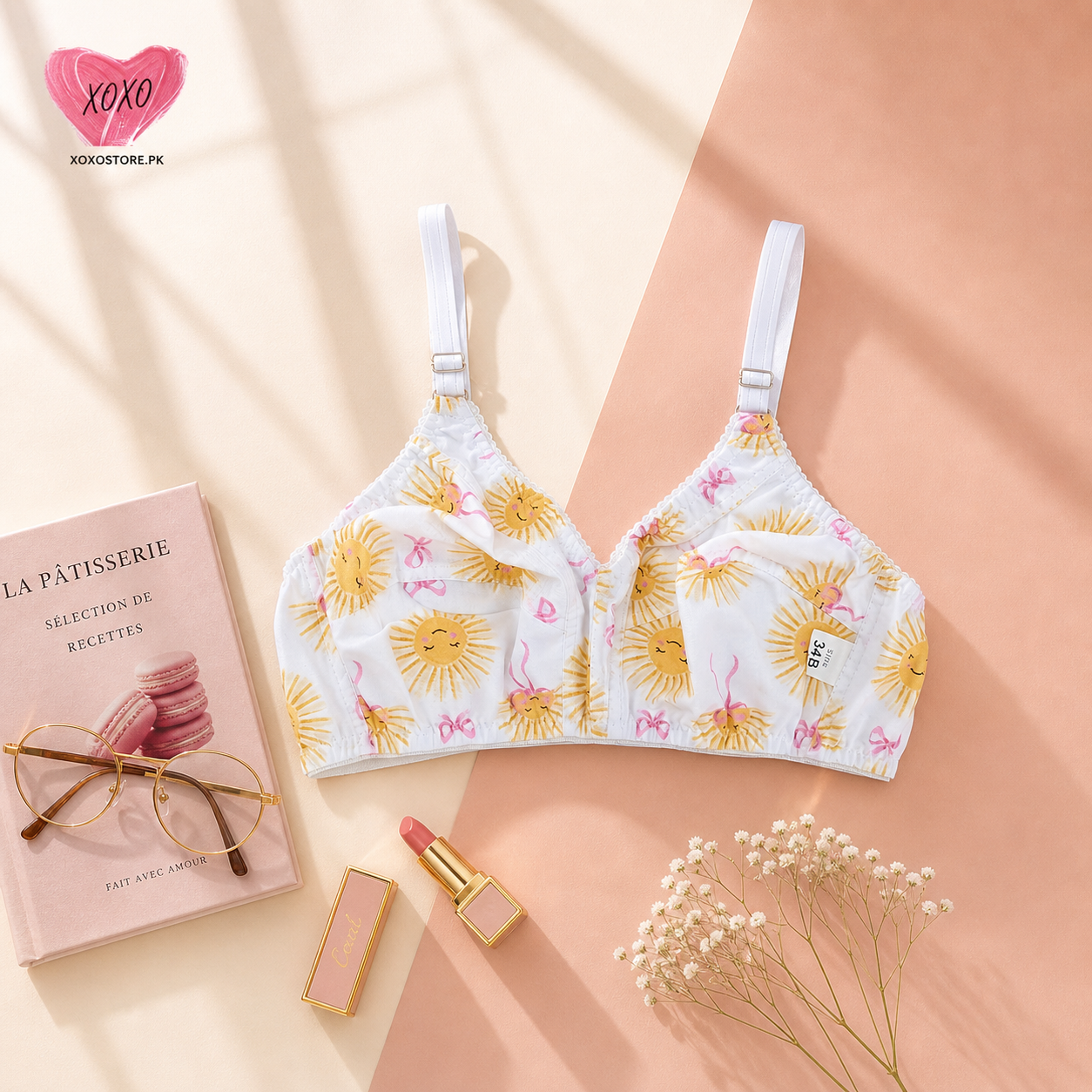 Pack of 4 Xoxo Digital Printed & Simple Thick  Cotton Bra's — view 7