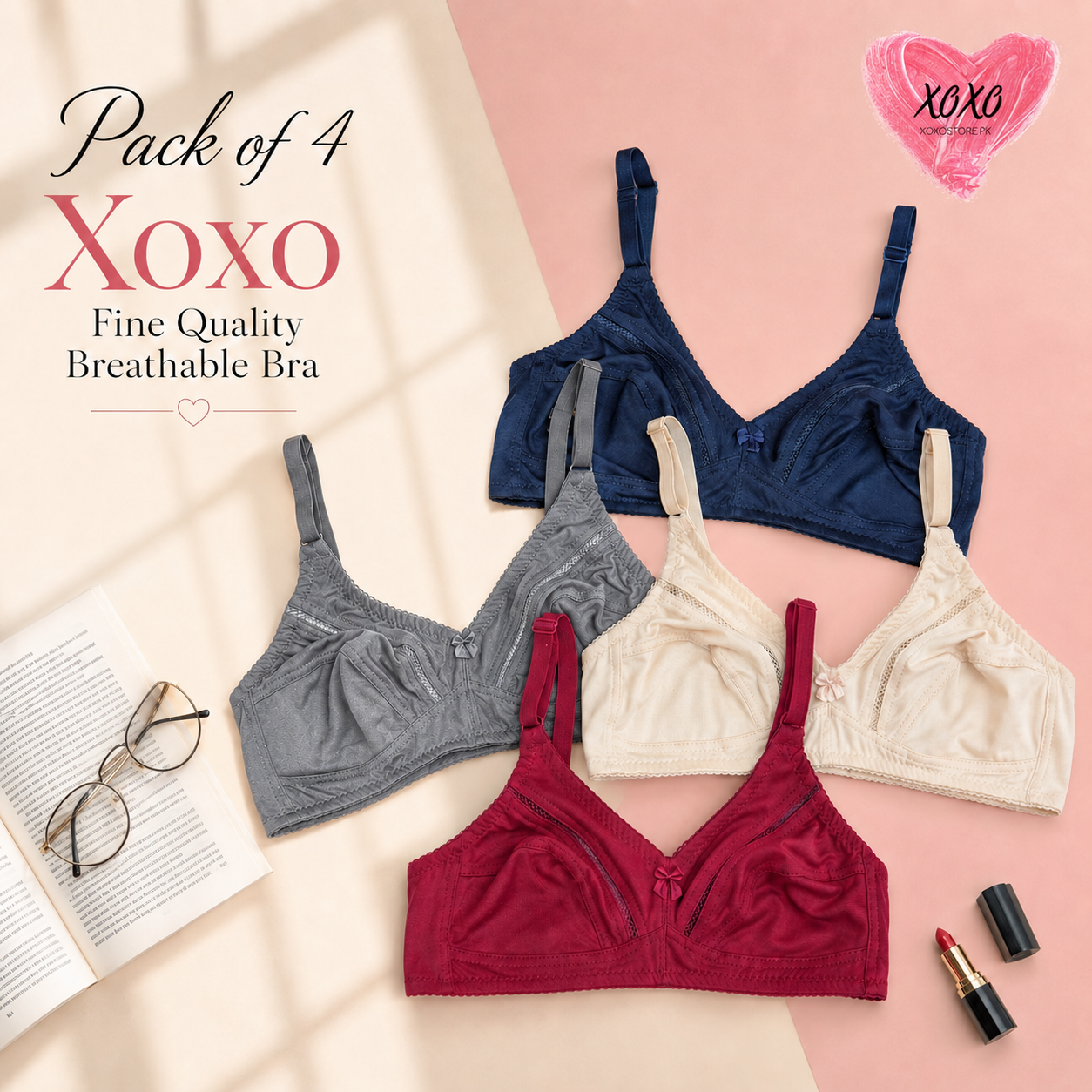 Pack of 4 Xoxo Fine Quailty Breathable Bra — view 2