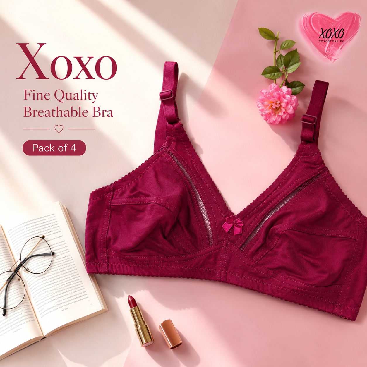Pack of 4 Xoxo Fine Quailty Breathable Bra — view 4
