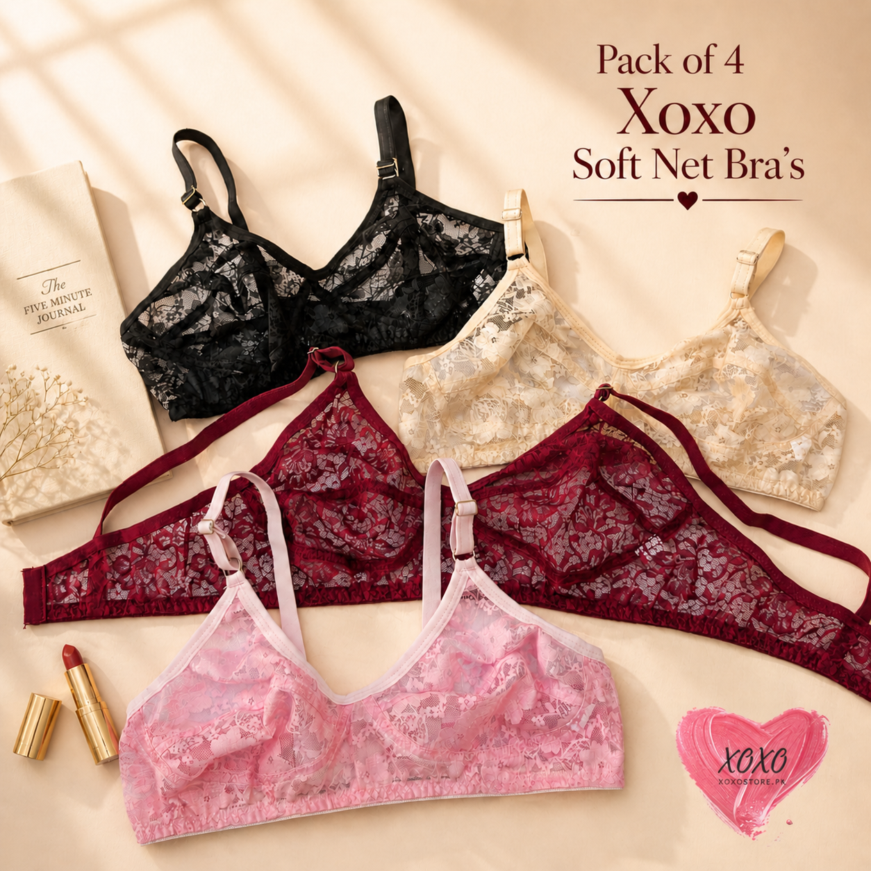 Pack of 4 Xoxo Soft Net Daily Wear Bra's