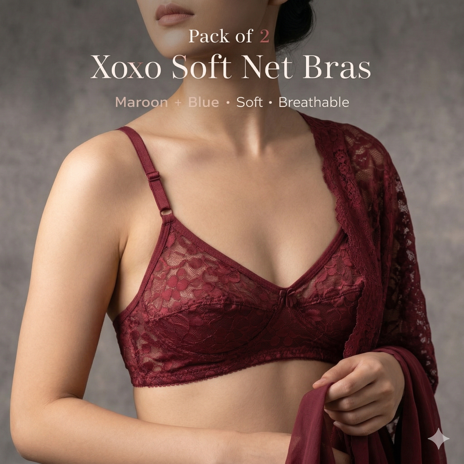 Pack of  2 Xoxo  ColorFull Soft Net Bra's — view 3