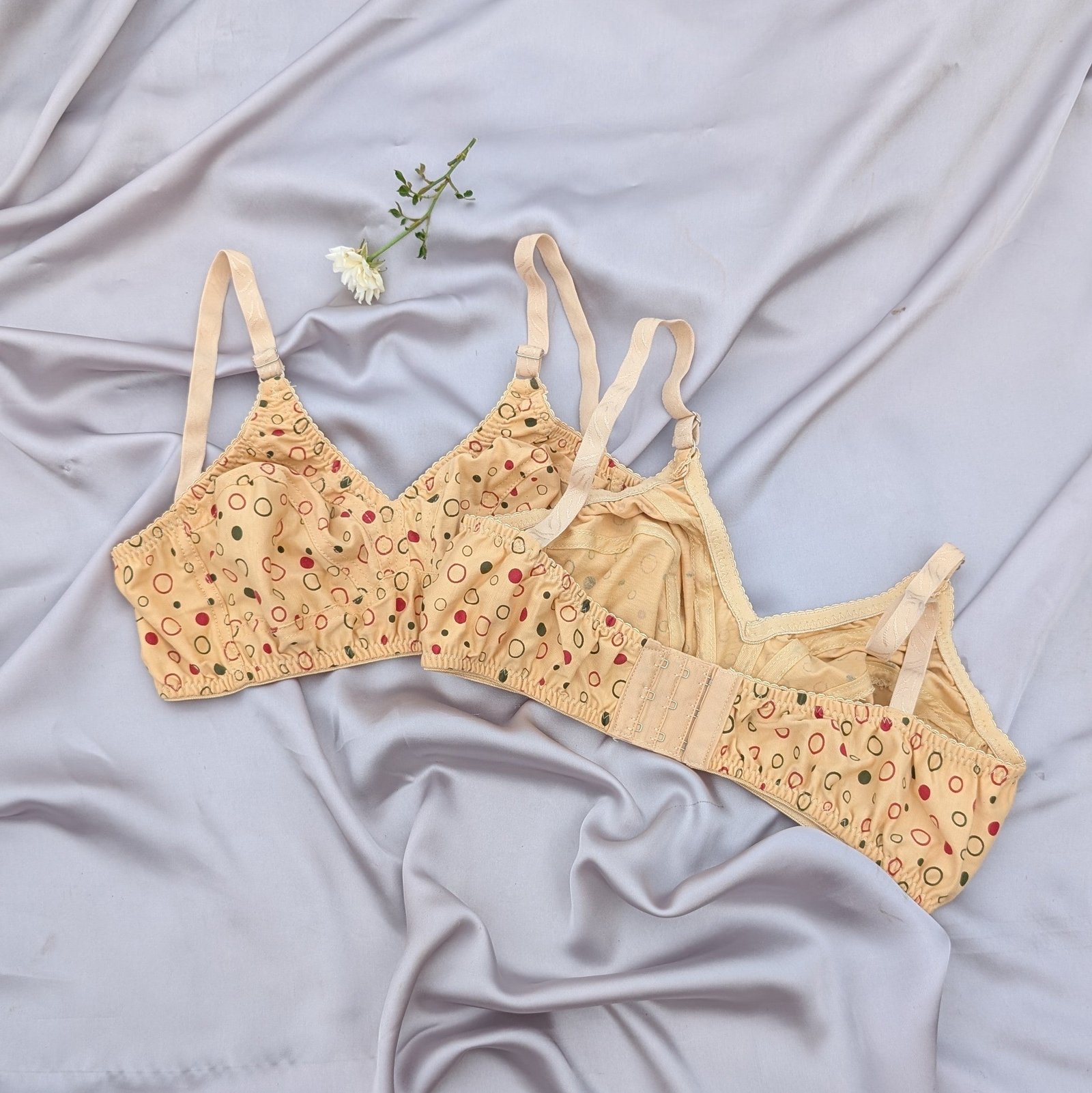 Red Black Dotted Blended Cotton Bra — view 2