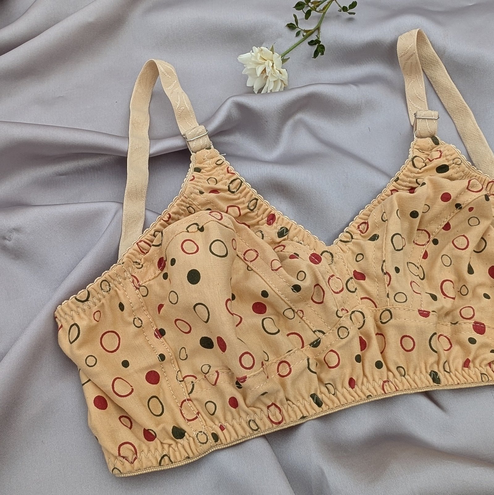 Red Black Dotted Blended Cotton Bra — view 3