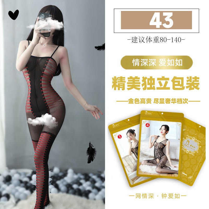 Red & Black Full Body Stockings (8848) — view 2