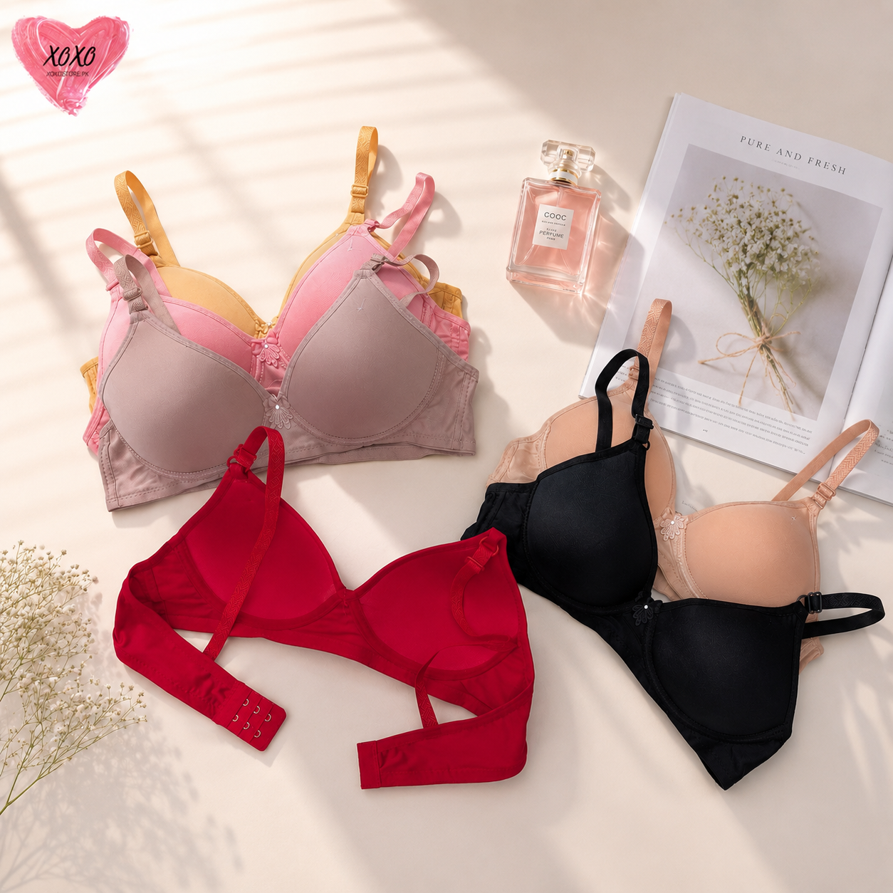 Single Padded Flower Design Soft Bra — view 2