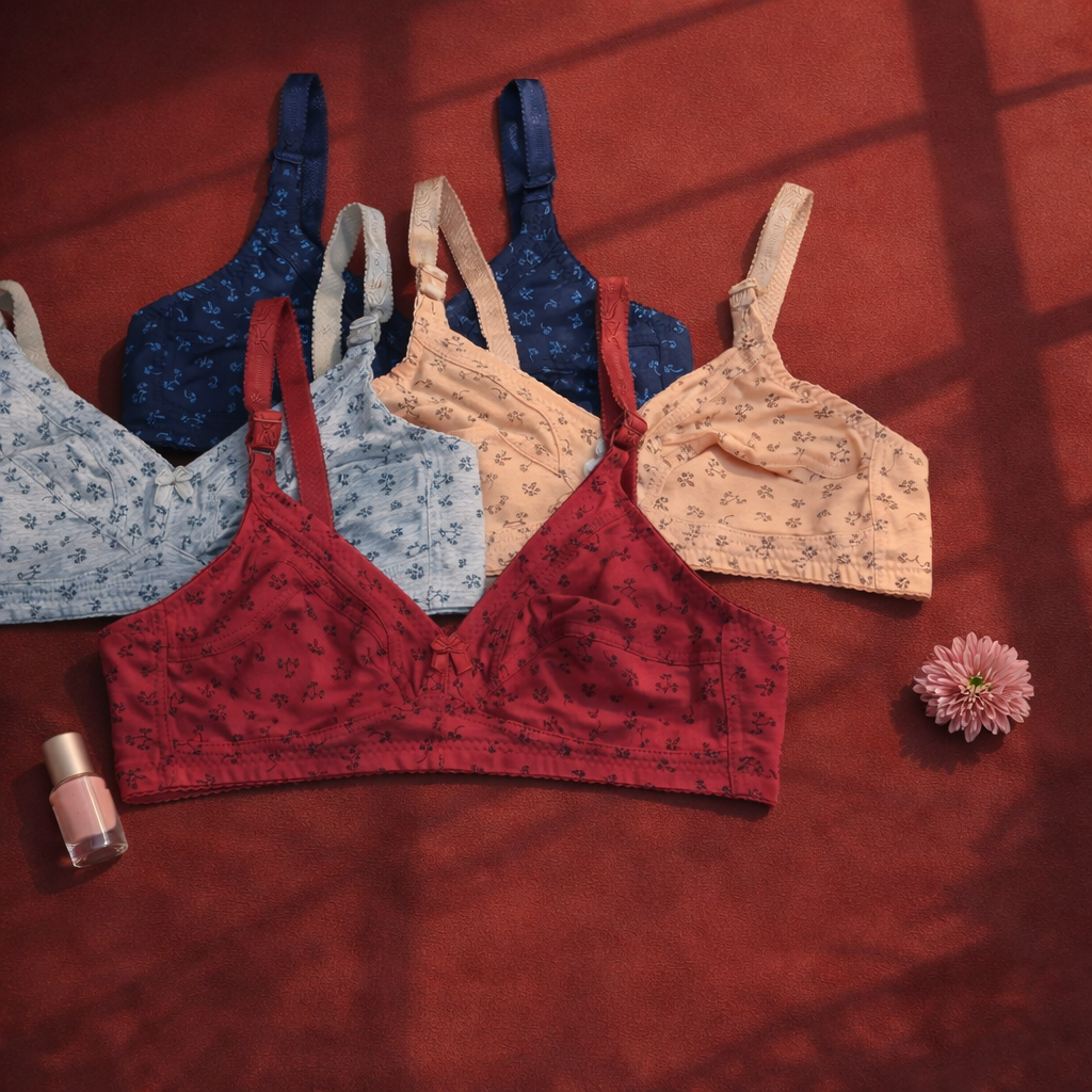 Small Flower Design Very Fine Quailty Daily Wear Jersey Bra — view 2