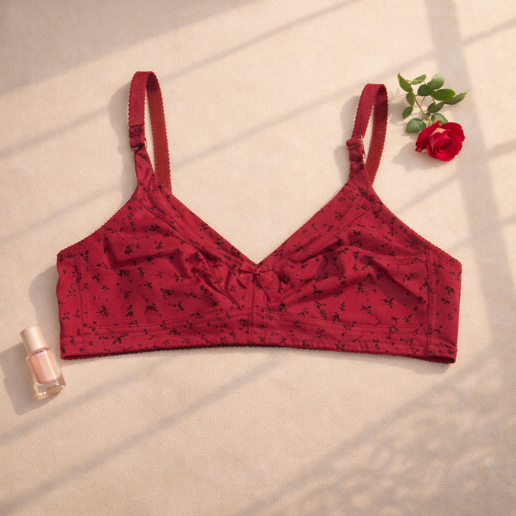 Small Flower Design Very Fine Quailty Daily Wear Jersey Bra — view 4